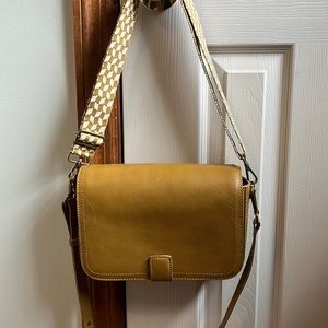 Madewell The Transport Flap Shoulder Bag: Checkerboard Webbing Strap Edition